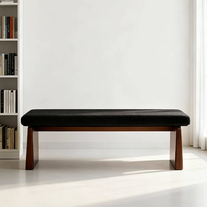 Banc rembourré en bois massif noir, Noir