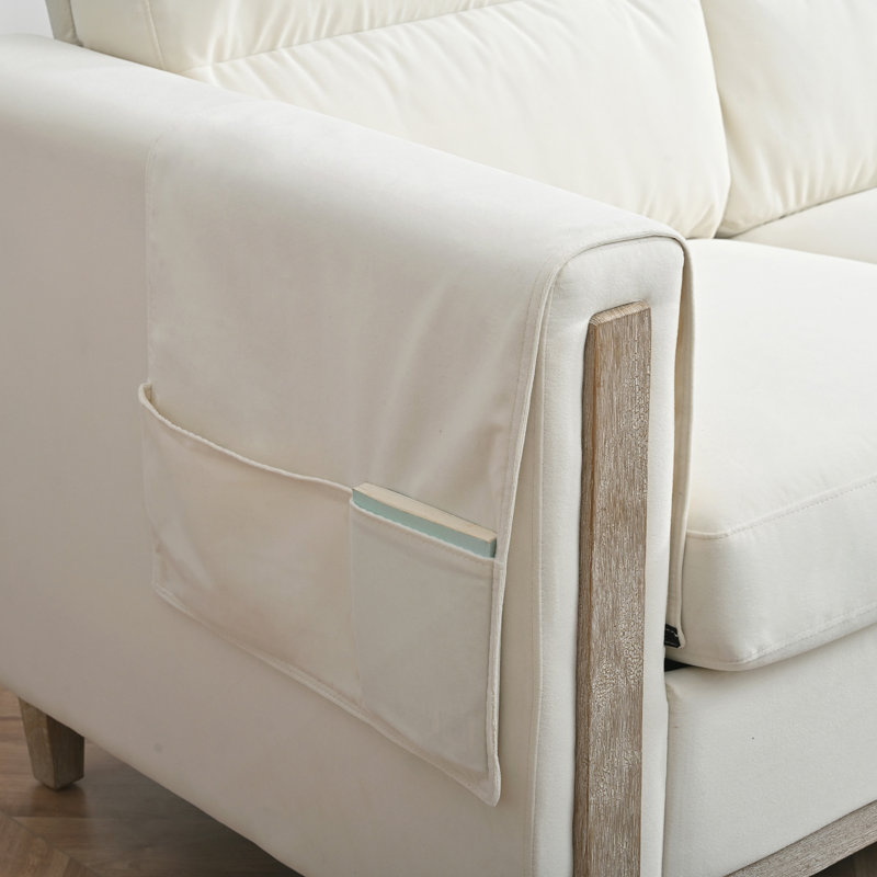 Canapé confortable en bois massif à trois places - Coussins moelleux, durables et durables, canapé de 79,5 po pour le salon