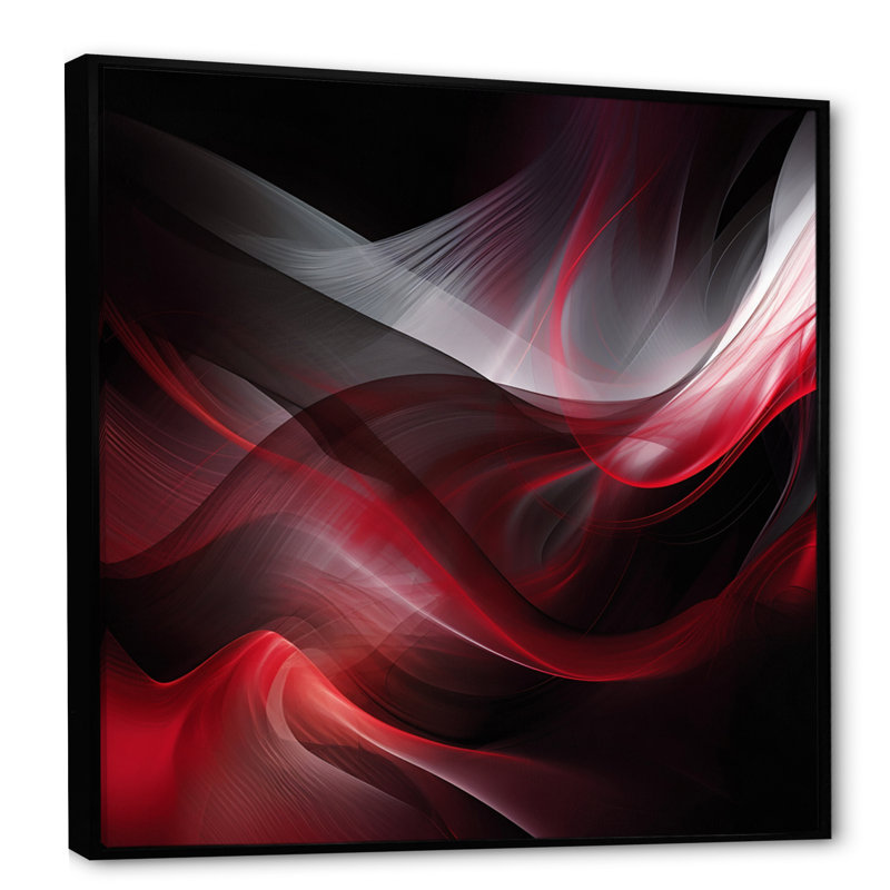 Red Black Contemplative Abstraction VII - Print on Canvas, 30" H x 30" W x 1" D, Black Floater Framed