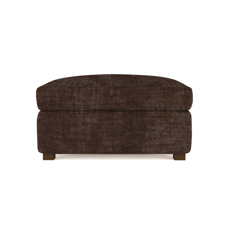 Madison Ottoman, Box Weave Linen Bluebell, Dark Brown