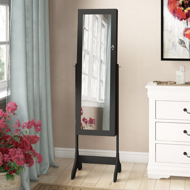 Armoire à bijoux avec miroir Mynatt, Noir