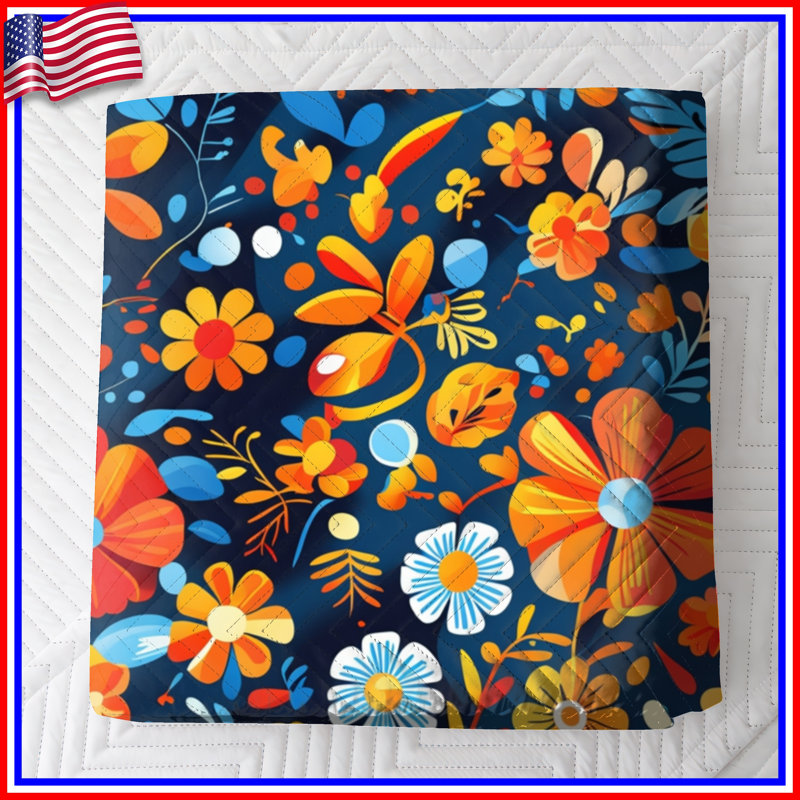 Couvre-lit matelassé à motif floral coloré toutes tailles, Double