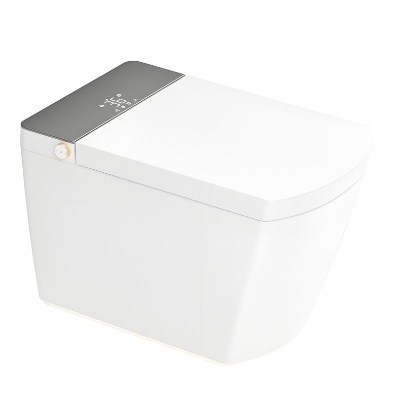 High Smart Toilet With Auto Lid Functionality, Heated Seat, Instant Warm Water Cleaning Function, Automatic Flush, Remote And Foot Flush Capability, Soft Ambient For , Led Digital Display Of Seat