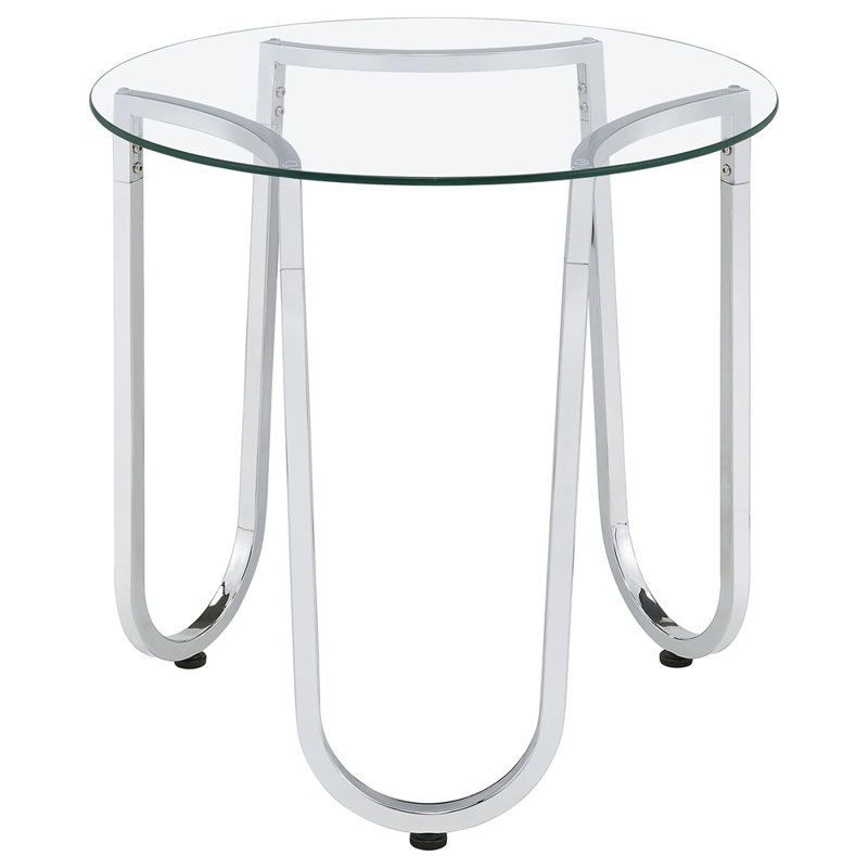 Chrome Round Glass Top End Side Table