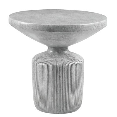 Grey Cement End Table With Stable Pedestal In Weathered Tone 20.86" Wide Support