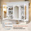 Armoire de salle de bain 40 "avec porte miroir et tablettes, armoire de salle de bain murale avec portes en verre 