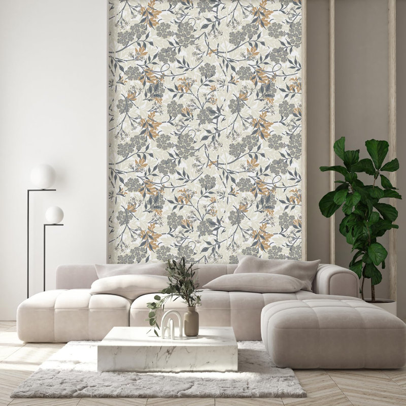Tapisserie florale rétro, botanique classique, L 132 po x l 48 po