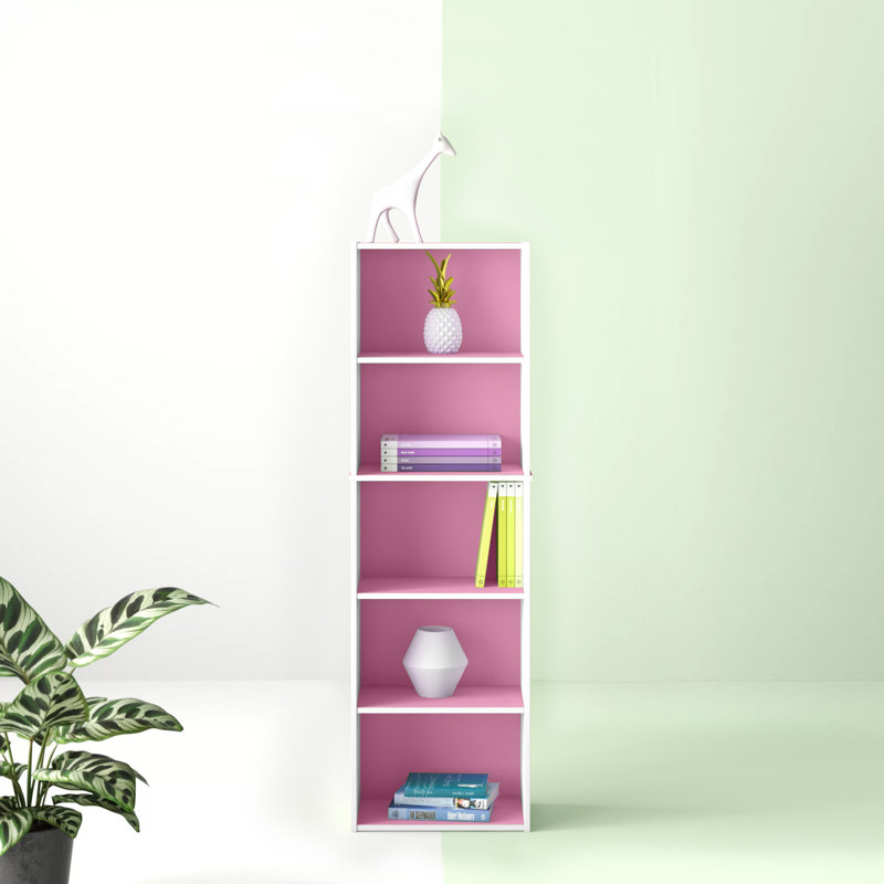 Aliesha Open Shelf Bookcase, Pink/White, 132.1cm H x 40.1cm W x 23.9cm D