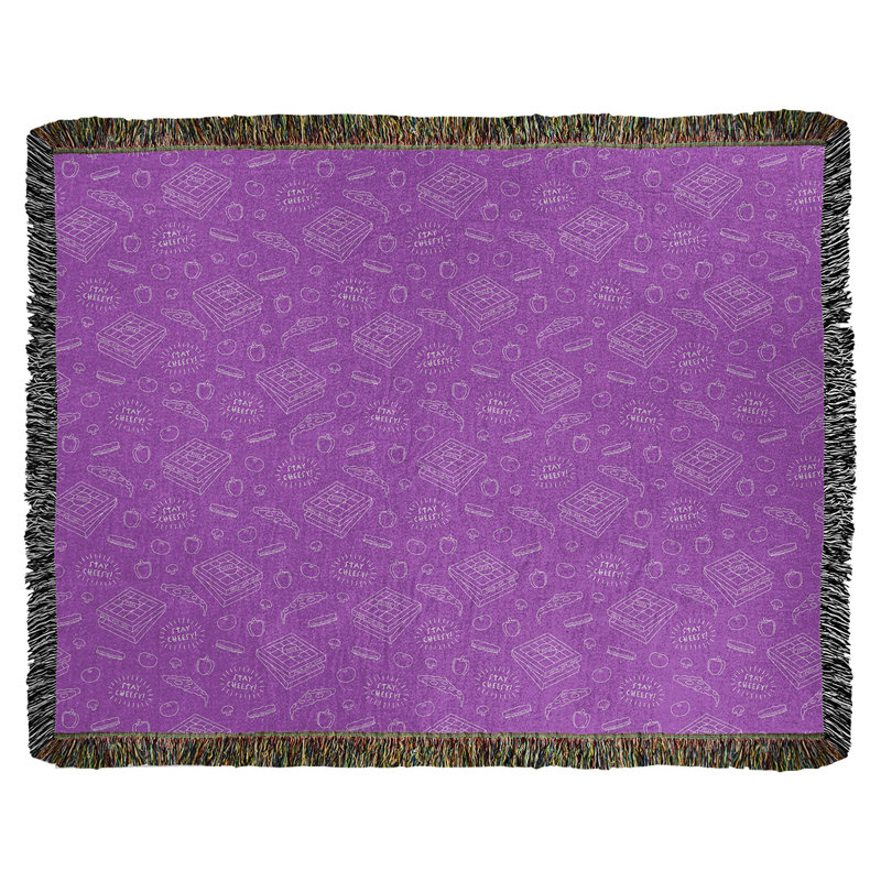 Couverture en coton tissée pizza, l 37 po x L 52 po, Violet, Moyennement lourd
