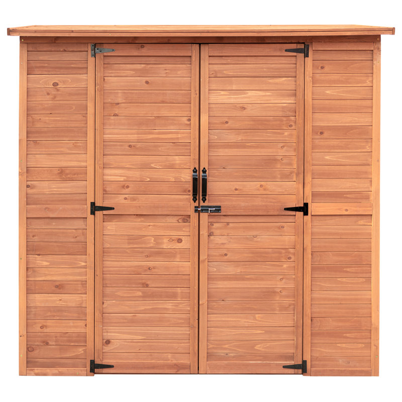 Leisure Season 6 ft. Medium Brown Solid Wood Outdoor Storage Shed with Shelving