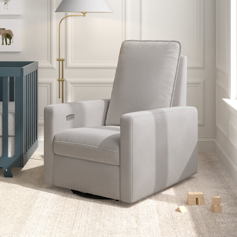 Upholstered Power Recliner, Light Gray