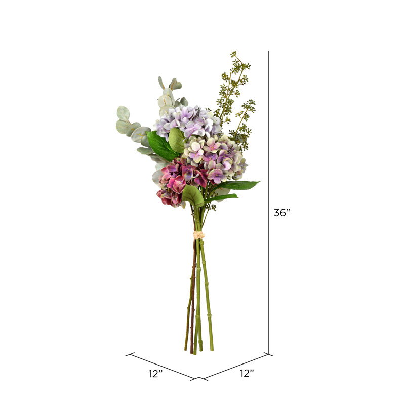 Bouquet d'hortensias artificiels 36 po, gris
