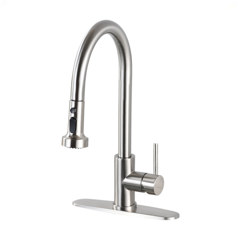 Stainless Steel Pull Down Kitchen Faucet With Sprayer Brushed Nickel, Brushed Nickel