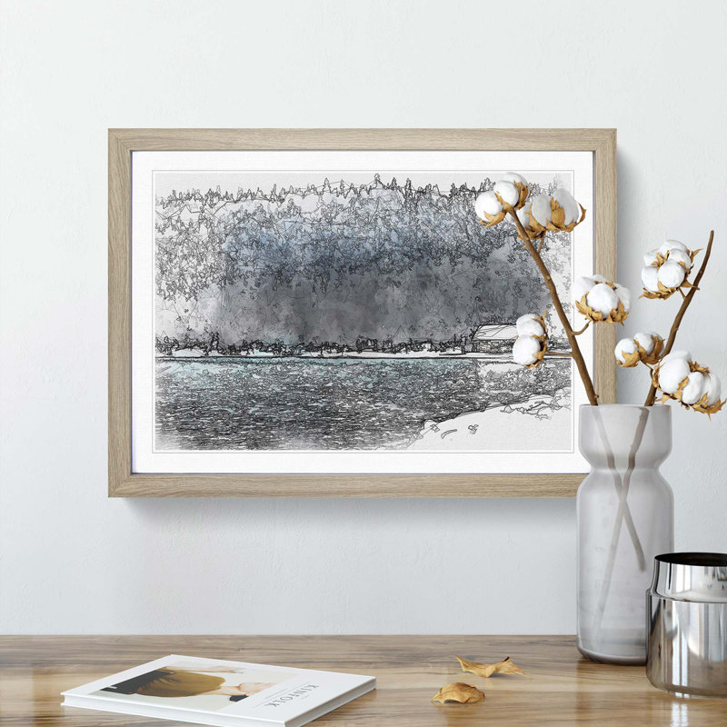 Lake Louise in Banff Canada in Abstract - Picture Frame Graphic Art Print, 48cm H x 65cm W x 2cm D, Oak Framed