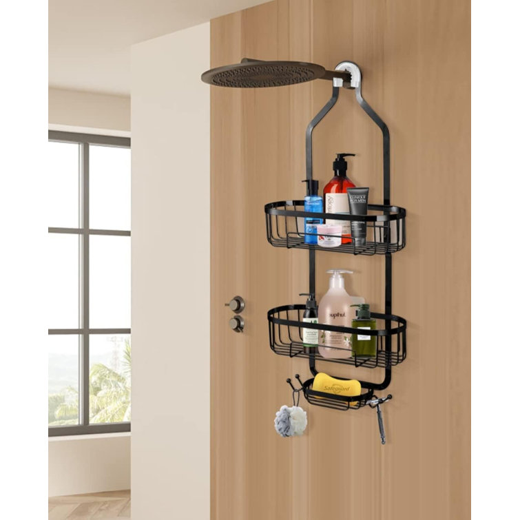 Shower Caddy Basket Shelf with Hooks for Hanging Sponge and Razor