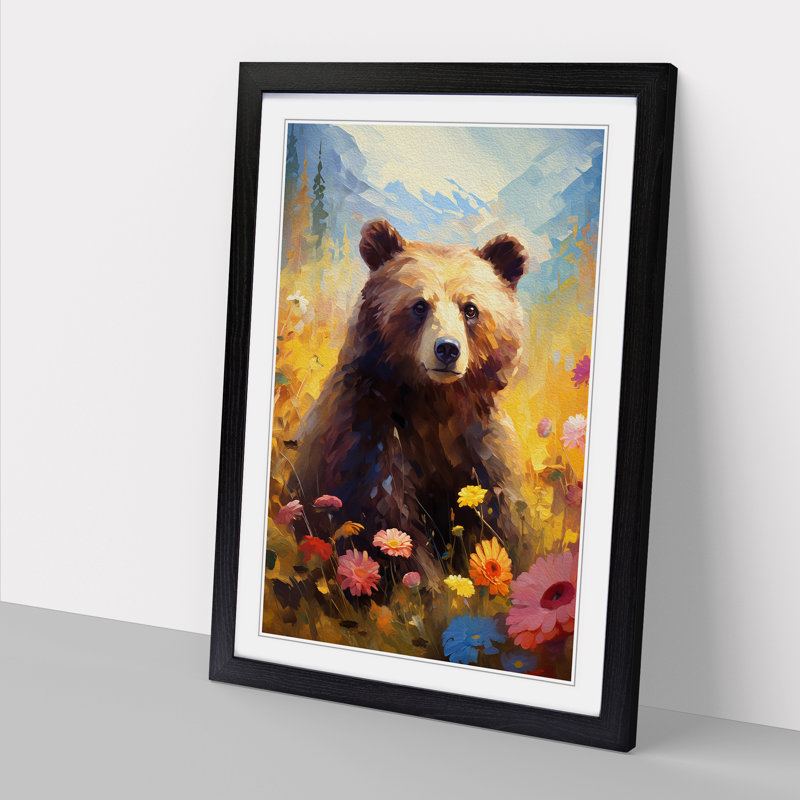 Bear Impressionism No.2 - Framed Print, 34cm H x 25cm W x 2cm D, Black Framed