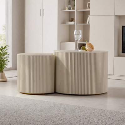 Table basse ronde en bois moderne pour petits espaces - Livrée entièrement assemblée