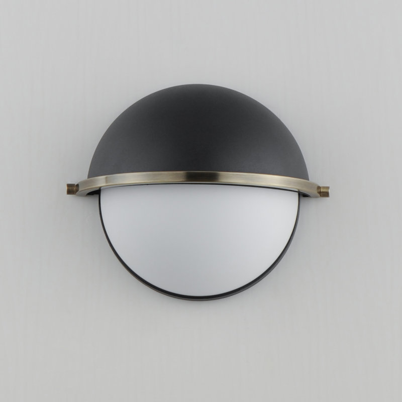 Duke Steel Flush Mounted Sconce, Black/Weathered Brass