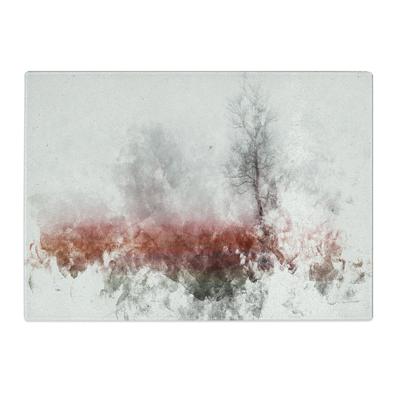 Tempered Glass Tree Fog in Switzerland Watercolour Chopping Board, 28.5 cm x 39 cm
