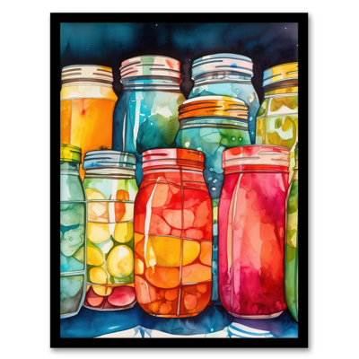 Glass Canning Jars On Shelf - Single Picture Frame Print