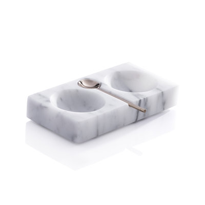 Marmora Marble Salt & Pepper Dish with Spoon