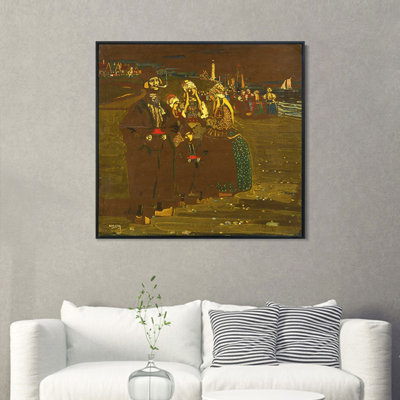 Reproduction d'art sur toile encadrée (ERINNERUNG AN HOLLAND) de Wassily Kandinsky, décoration murale pour salon, maison ou bureau (cadre noir fin, 71 x 71 cm)