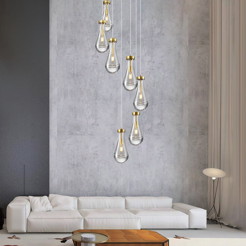 Luminaires suspendus Raindrop pour îlot de cuisine Luminaires suspendus en forme de goutte d'eau en verre transparent pour salle à manger, porche, couloir, salon