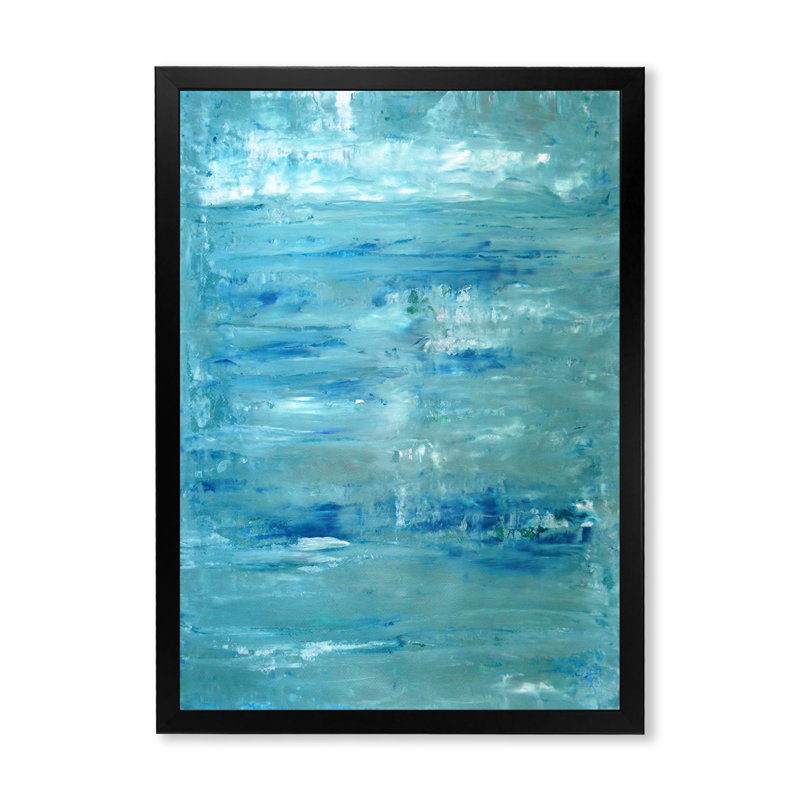 «Blue and Gray Abstract Merging III», œuvre d'art moderne et contemporaine sur toile, Cadre photo noir