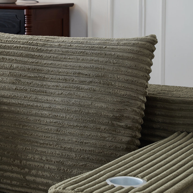 Canapé modulaire profond en velours côtelé avec porte-gobelets, aucun assemblage requis pour un confort et une flexibilité ultimes