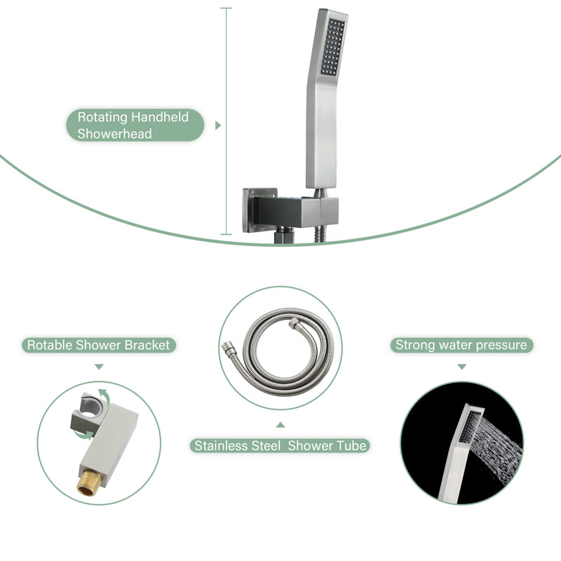Complete Shower System with Rough in-Valve, Brushed Nickel