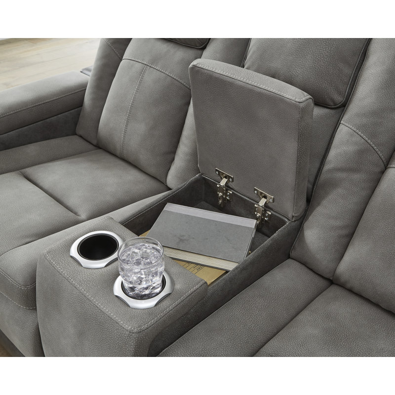 Hurlock Power Reclining Loveseat with Console, Gray