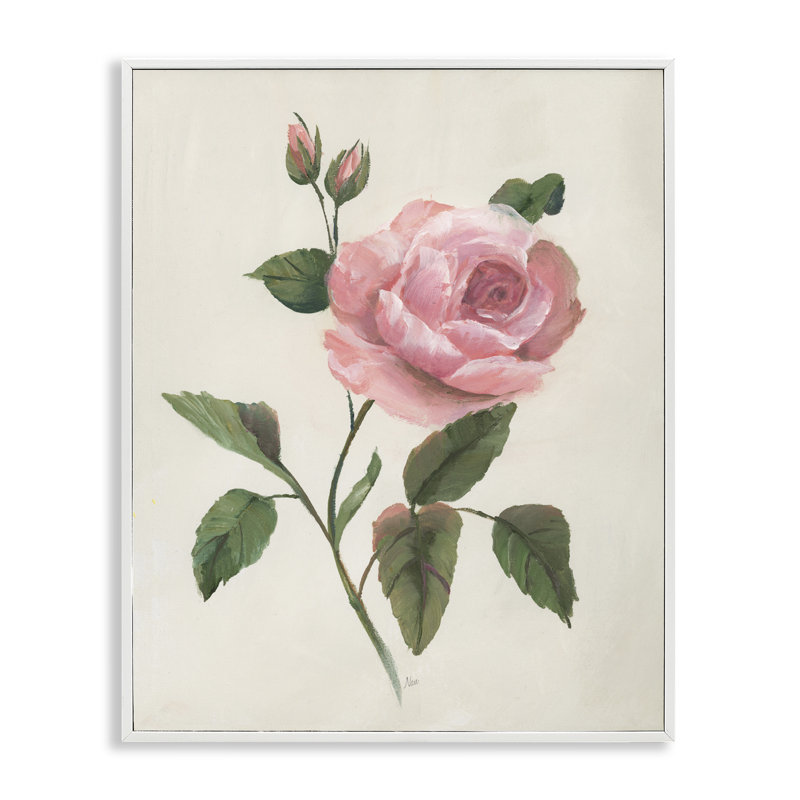 Estampe florale Rosie Rose, H 20 po x l 16 po, Estampe numérique encadrée blanc bord de mer