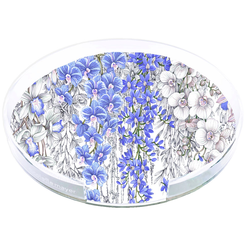 Orchid Garden Acrylic Round Placemat Tray, Wisteria/Lilac