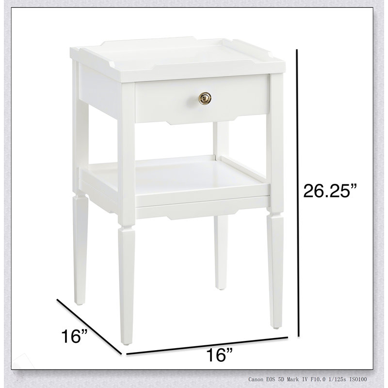 Table de chevet 1 tiroir Foley Vintage, Blanc