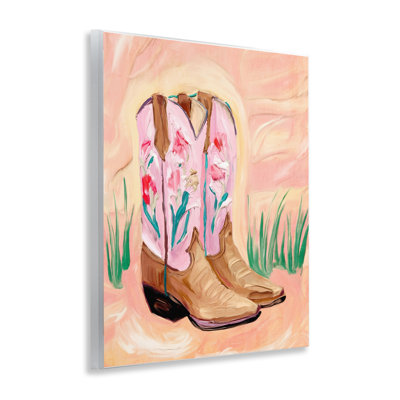 Floral Pinks Boots Wall Plaque, design by Kim Allen