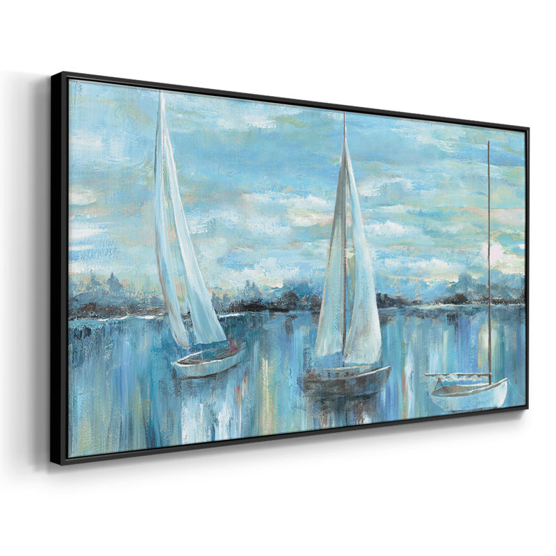 «Evening on the Bay», toile tendue avec châssis, prête à être accrochée, Noir, H 21 po x l 41 po