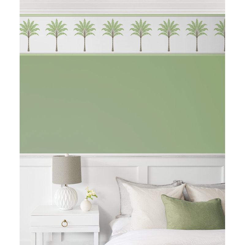 Bordure de papier peint adhésif Ajwaa Blue Lake Montgomery Palm, Vert