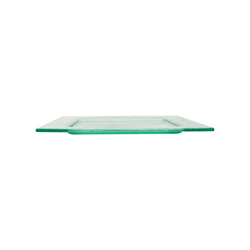 Vaisselle en verre 17,75 po x 17,75 po x H: plateau carré en verre transparent de 0,5 po