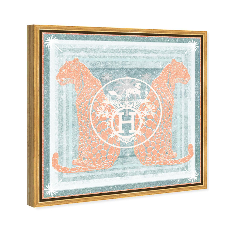 Casablanca to Paris Peach Print Glam Jungle by Oliver Gal, Black Frame, 12 x 12, 17"H x 17"W, Gold Frame