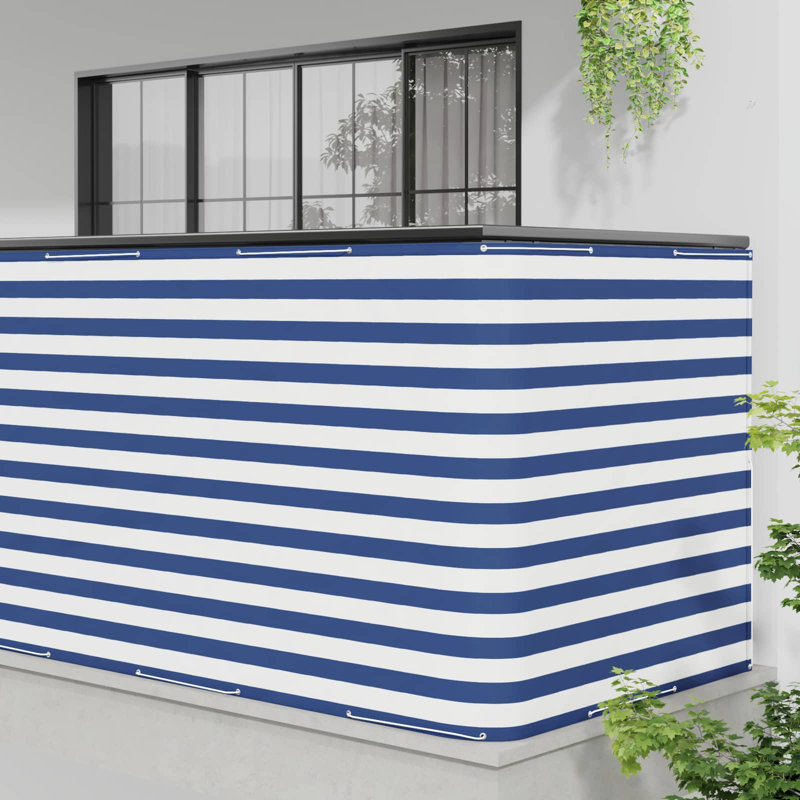 vidaXL Balcony Privacy Screen Fabric with PU Coated Outdoor Garden Terrace, 150cm H x 300cm W x 2cm D, Blue/White