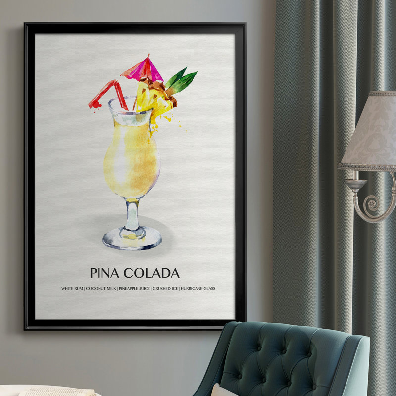 " Pina Colada " Painting Print, 36.5" H x 26.5" W  x 1" D, Black