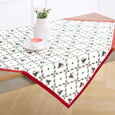 100% Pure Line Table Throw - Holly Ribbon