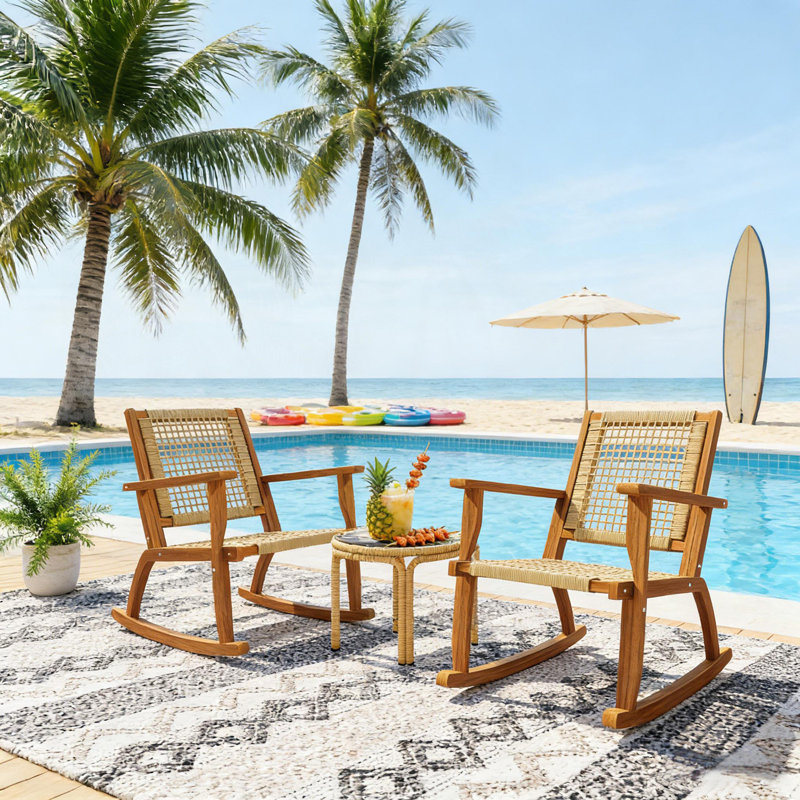 Ensemble de 2 chaises berçantes d'extérieur