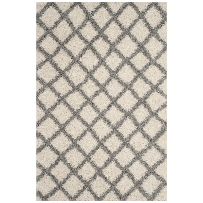 Tapis ivoire à motif géométrique Simuel, Rectangle de 3 pi x 5 pi