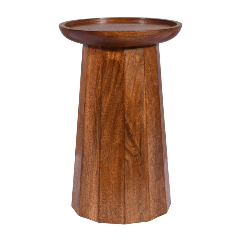 Gabar Solid Wood End Table, Dark Oak