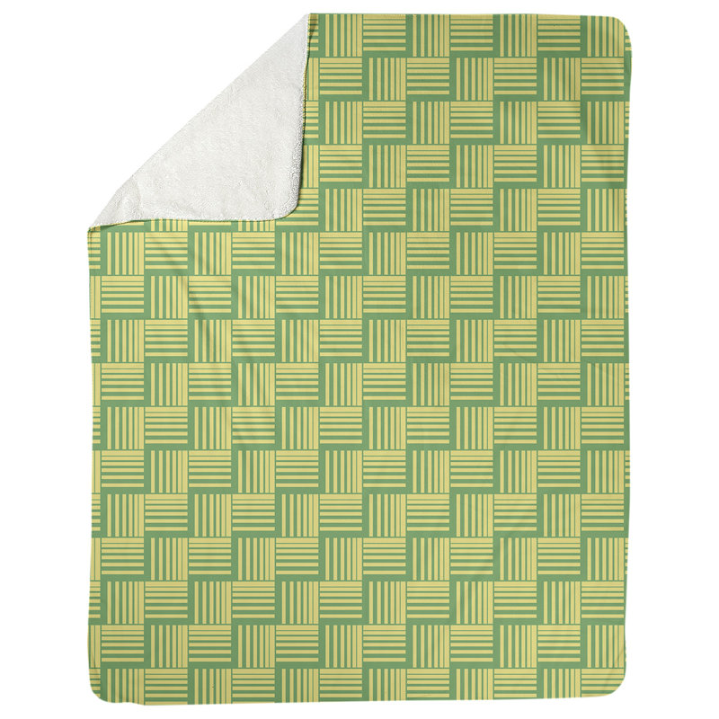 Couverture polaire à rayures classic basketweave, l 50 po x L 60 po, Vert / Jaune