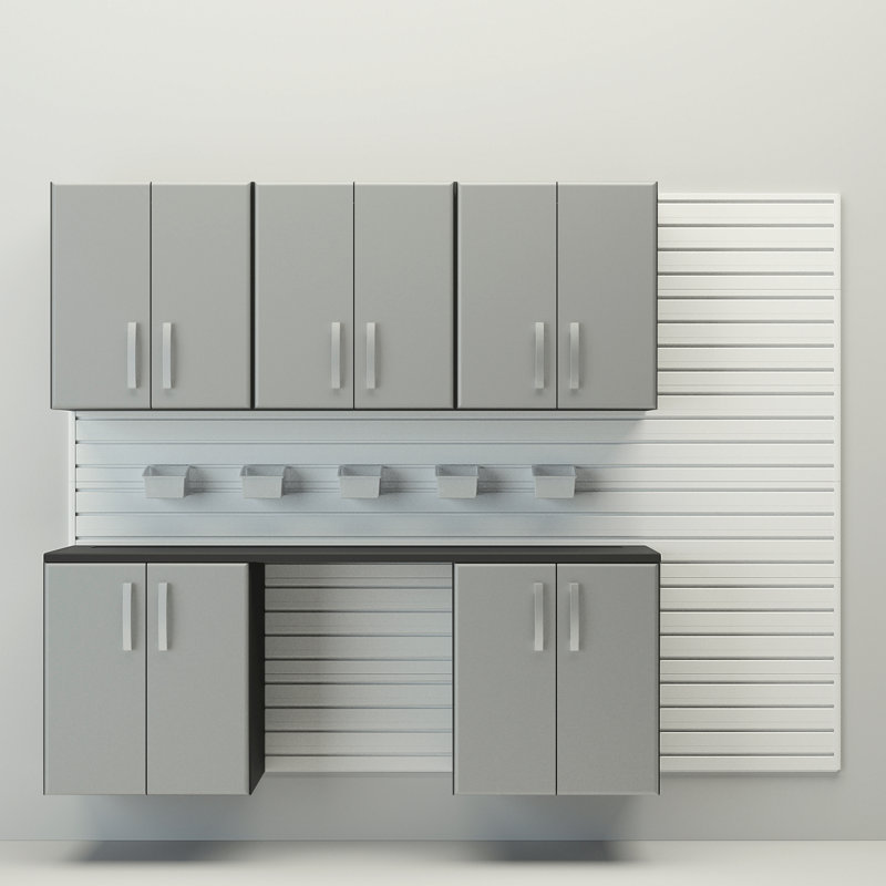 16 Piece Plastic Storage System, White/Silver