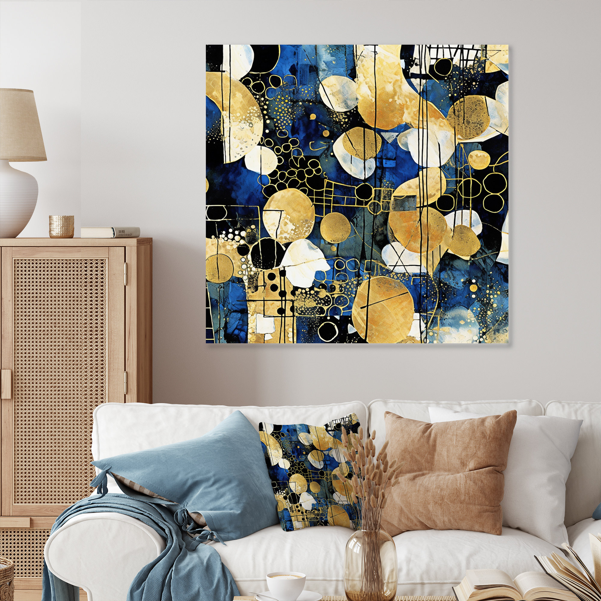 Ivy Bronx Abstract Pattern With Blue & Golden Textures XXI - Modern ...