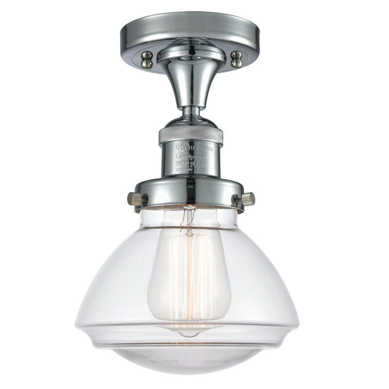 Chesterville Glass Semi Flush Mount, Clear, 6 Watt Vintage LED Bulb, Polished Chrome