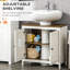 Pedestal Sink Storage Cabinet, Under Sink Cabinet, Bathroom Vanity Cabinet With U-Shape And Adjustable Internal Shelf, White-125034019